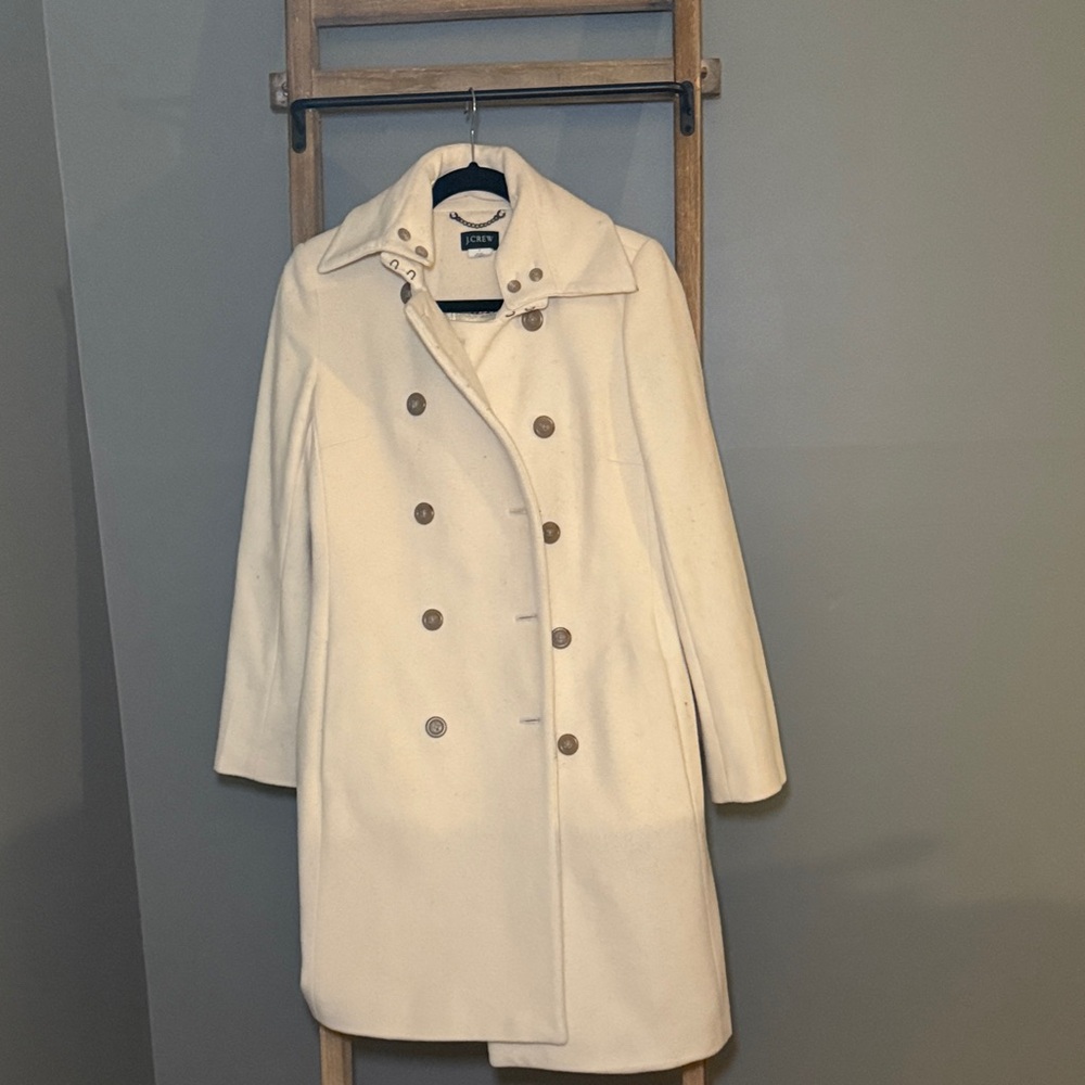J. Crew Women's Wool Classic Cream Pea Coat
